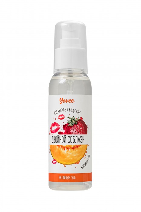 Съедобная гель-смазка Yovee «Двойной соблазн» с Д-пантенолом и вкусом клубники и дыни - 100 мл. - ToyFa - купить с доставкой в Черкесске