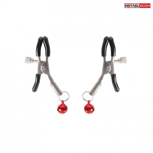 Серебристые зажимы на соски с шариками - Notabu - купить с доставкой в Черкесске