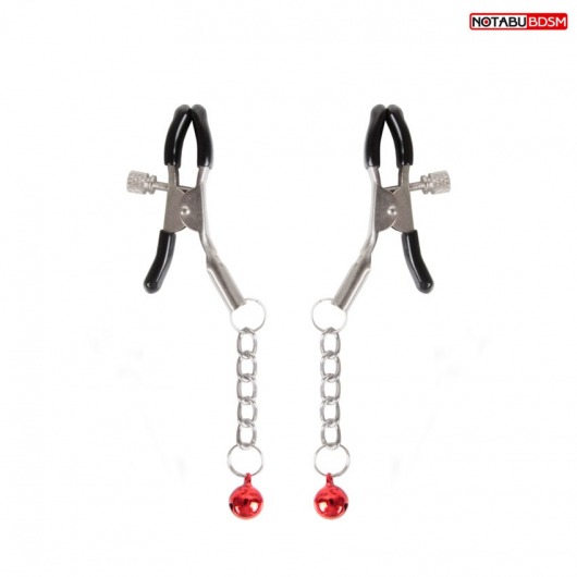 Серебристые зажимы на соски с шариками на цепочках - Notabu - купить с доставкой в Черкесске