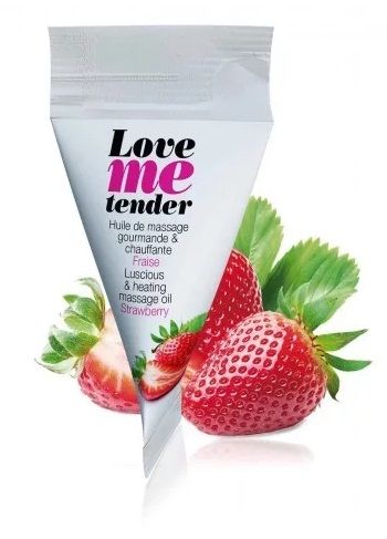 Съедобное согревающее массажное масло Love Me Tender Strawberry с ароматом клубники - 10 мл. - Love to Love - купить с доставкой в Черкесске
