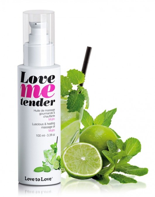 Съедобное согревающее массажное масло Love Me Tender Mojito с ароматом мохито - 100 мл. - Love to Love - купить с доставкой в Черкесске