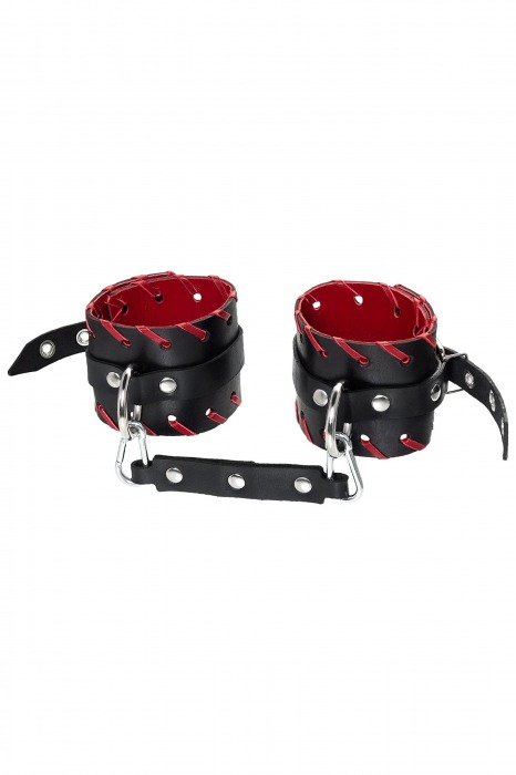 Черно-красные оковы из натуральной кожи - Pecado - купить с доставкой в Черкесске