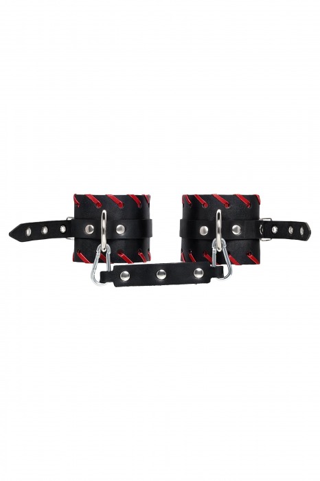 Черно-красные оковы из натуральной кожи - Pecado - купить с доставкой в Черкесске