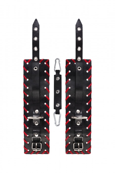 Черно-красные оковы из натуральной кожи - Pecado - купить с доставкой в Черкесске