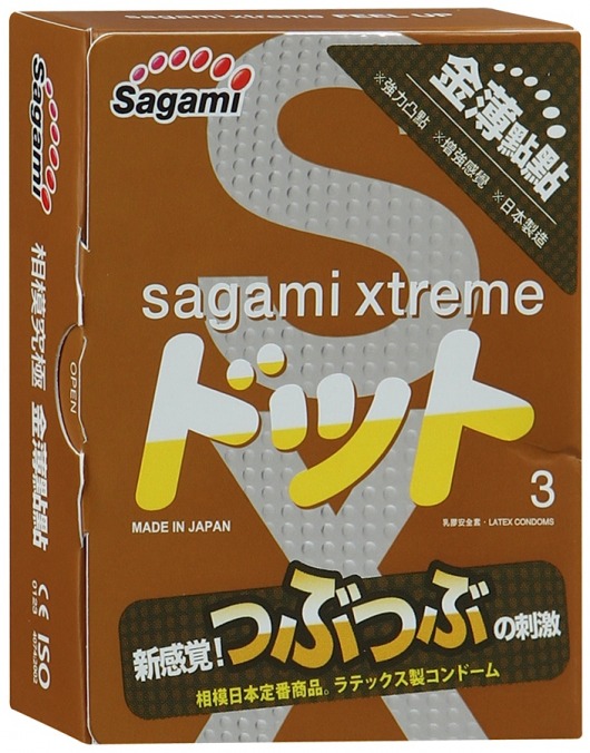 Презервативы Sagami Xtreme FEEL UP с точечной текстурой и линиями прилегания - 3 шт. - Sagami - купить с доставкой в Черкесске