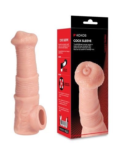 Телесная фантазийная насадка на член Cock Sleeve Size M - KOKOS - в Черкесске купить с доставкой