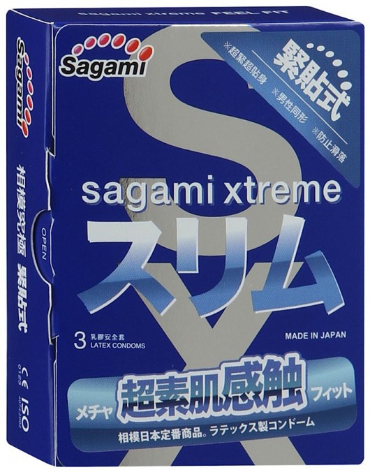 Розовые презервативы Sagami Xtreme FEEL FIT 3D - 3 шт. - Sagami - купить с доставкой в Черкесске