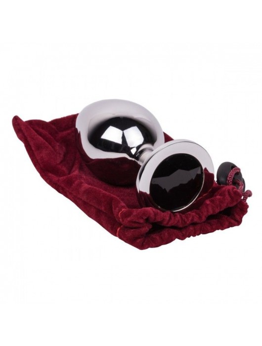 Большой стальной плаг с черным кристаллом Black Rave - 9,5 см. - Erotic Fantasy - купить с доставкой в Черкесске