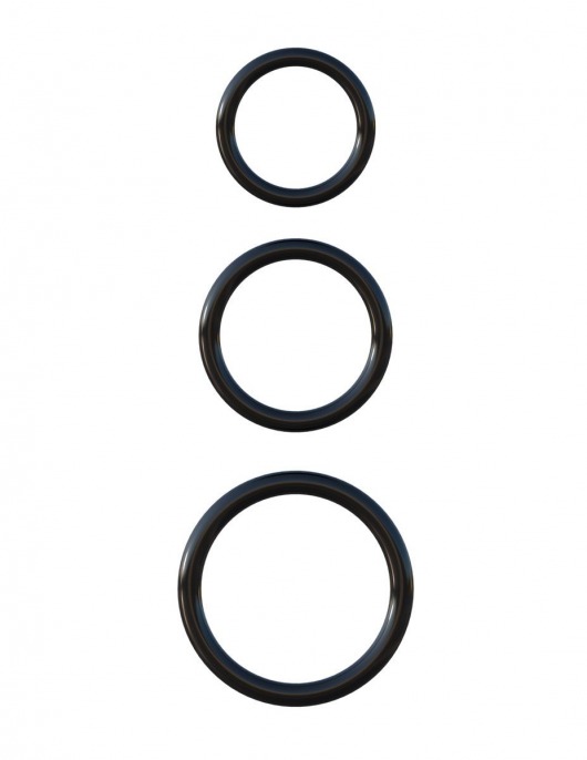 Набор из трех черных эрекционных колец Silicone 3-Ring Stamina Set - Pipedream - в Черкесске купить с доставкой