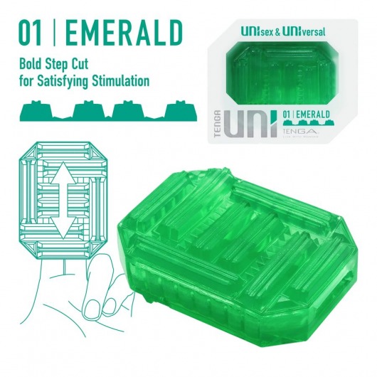Зеленый мастурбатор-стимулятор Tenga Uni Emerald - Tenga - в Черкесске купить с доставкой
