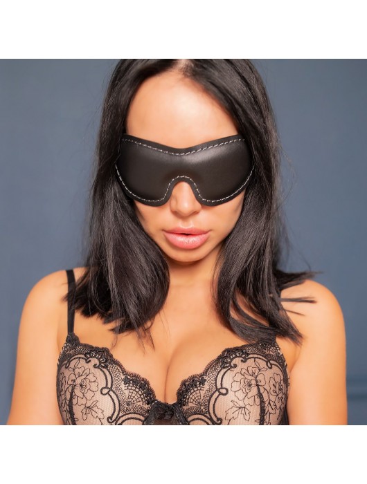 Черная мягкая закрытая маска из натуральной кожи - Crazy Handmade - купить с доставкой в Черкесске