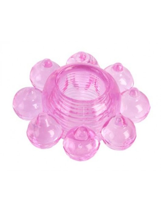 Розовое гелевое эрекционное кольцо-цветок - Toyfa Basic - в Черкесске купить с доставкой