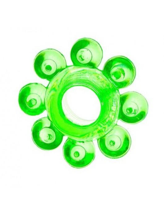 Зеленое эрекционное кольцо-цветок - Toyfa Basic - в Черкесске купить с доставкой
