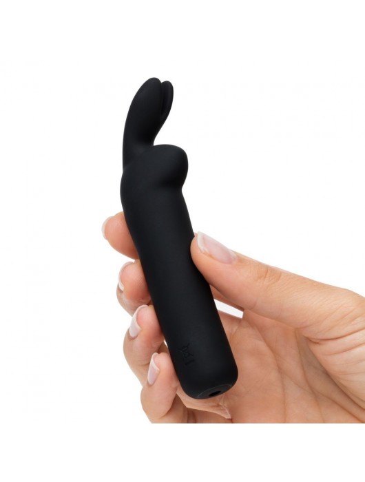 Черная вибропуля с ушками Rechargeable Rabbit Ears Bullet Vibrator - Happy Rabbit