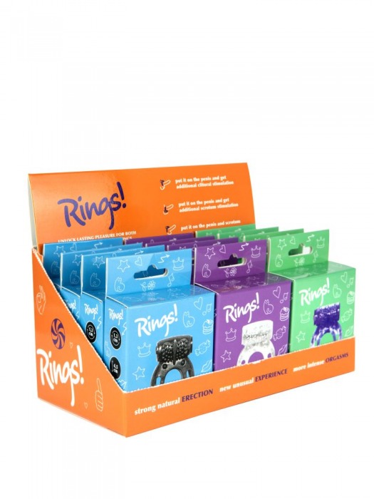 Бокс из 12 эрекционных колец Axle-pin - Lola Games - в Черкесске купить с доставкой