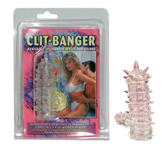 Прозрачная насадка с шипами и клиторальной шишечкой CLIT-BANGER SLEEVE IN CLEAR - Tonga - в Черкесске купить с доставкой