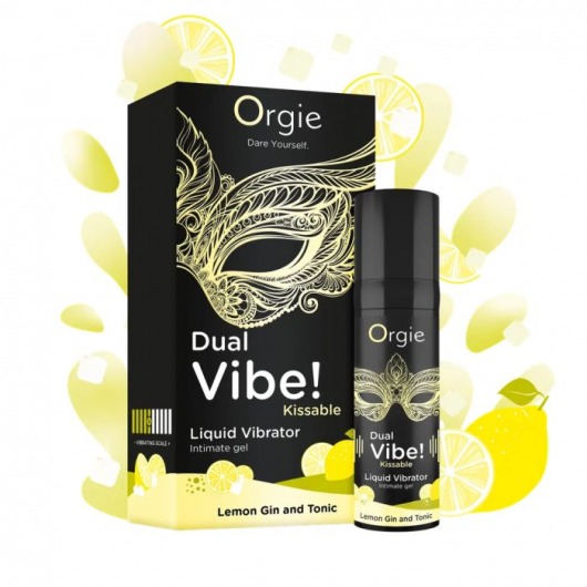 Съедобный жидкий вибратор Dual Vibe! со вкусом лимонного джина с тоником - 15 мл. - ORGIE - купить с доставкой в Черкесске