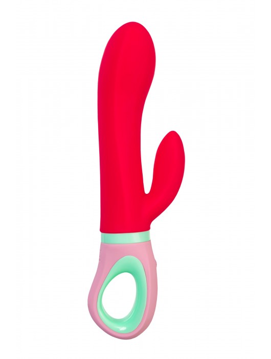 Красный вибратор с клиторальным отростком Petunia - 19 см. - ToyFa