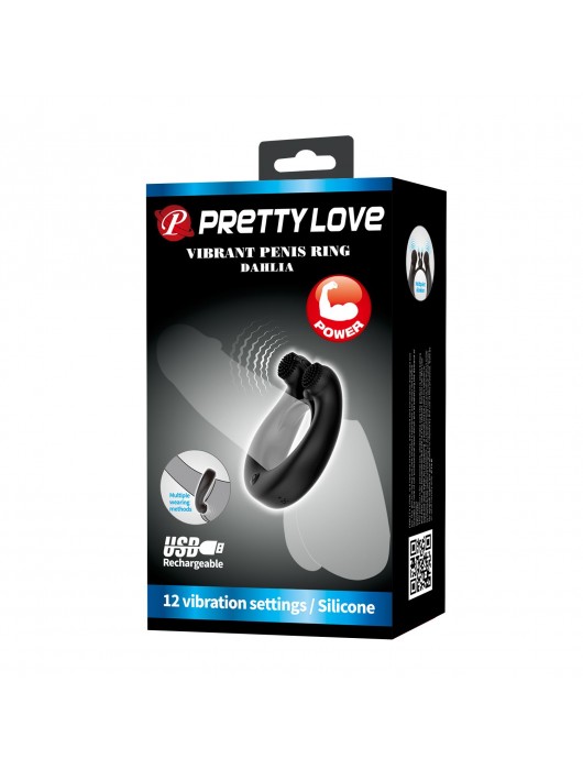 Черное эрекционное кольцо Dahlia с 2 стимулирующими щеточками - Baile - в Черкесске купить с доставкой