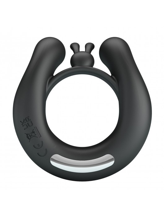 Черное эрекционное кольцо Dahlia с 2 стимулирующими щеточками - Baile - в Черкесске купить с доставкой