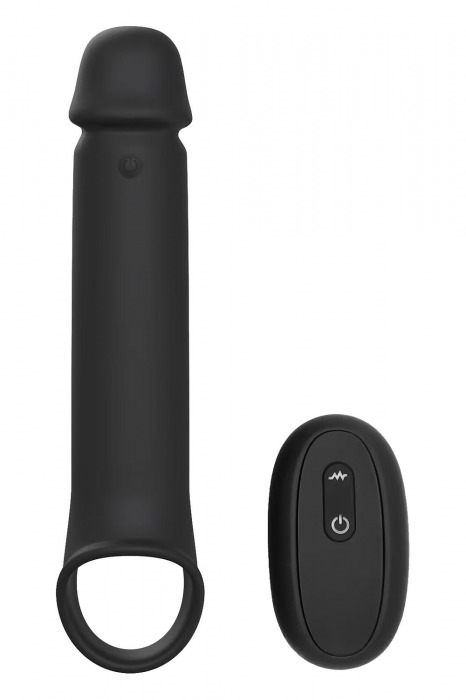 Черная насадка-удлинитель с вибрацией Vibrating Extender With Remote - Dream Toys - в Черкесске купить с доставкой