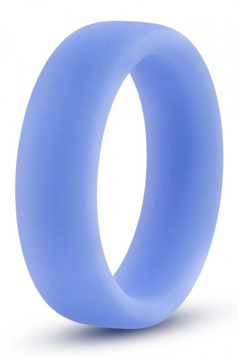 Голубое люминесцентное кольцо Silicone Glo Cock Ring - Blush Novelties - в Черкесске купить с доставкой