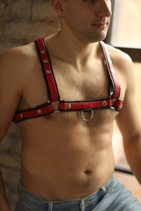 Черно-красная мужская портупея Black-Red - БДСМ Арсенал - купить с доставкой в Черкесске
