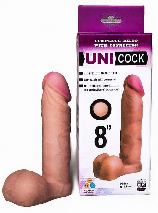 Фаллическая насадка для страпона UNICOCK 8  - 20 см. - LOVETOY (А-Полимер) - купить с доставкой в Черкесске
