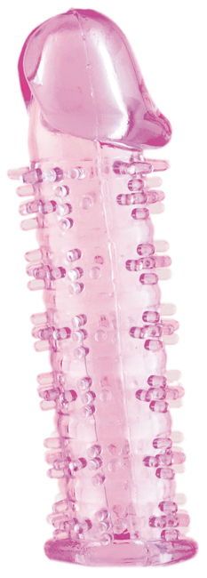 Розовая насадка на пенис с шипами - 12,5 см. - A-toys - в Черкесске купить с доставкой