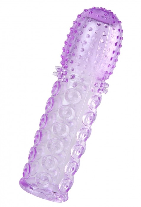 Фиолетовая рельефная насадка на пенис - 13,5 см. - A-toys - в Черкесске купить с доставкой