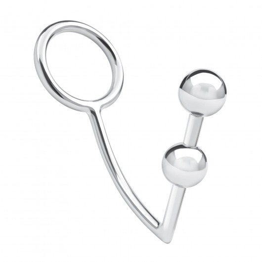 Кольцо на пенис с анальным стимулятором Two Bead Stainless Steel Anal Hook   Cock Ring - BlueLine - в Черкесске купить с доставкой