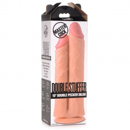 Телесный сдвоенный фаллоимитатор Double Stuffer 10  Double Pecker Dildo - 27 см. - XR Brands