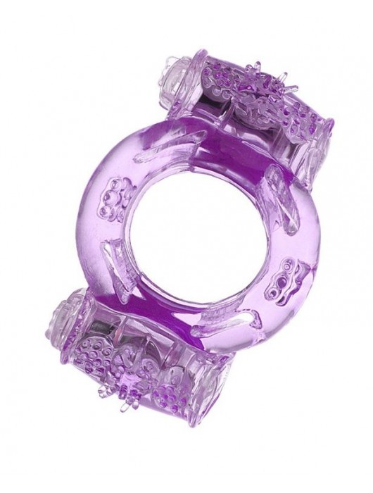 Фиолетовое виброкольцо с двумя вибропульками - Toyfa Basic - в Черкесске купить с доставкой