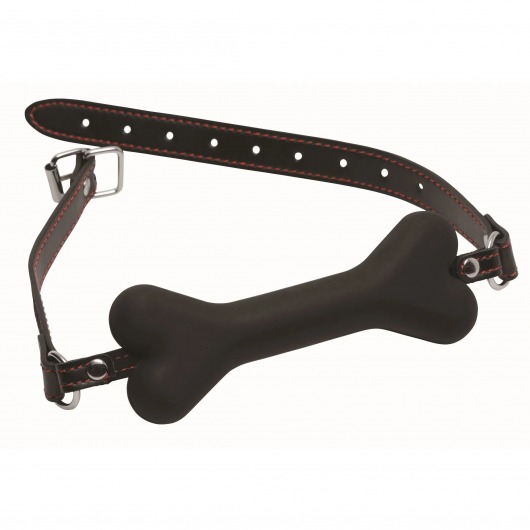 Черный кляп в форме косточки Hound Adjustable Dog Bone Gag - XR Brands - купить с доставкой в Черкесске