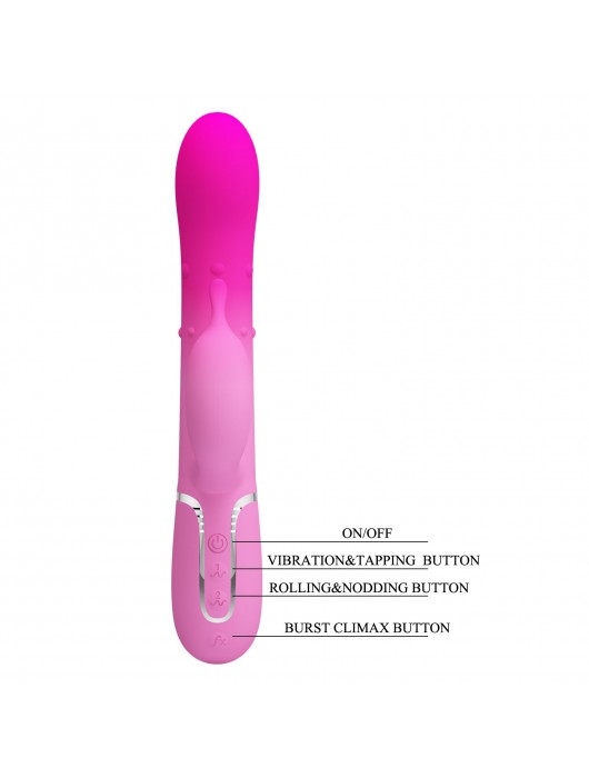 Розовый вибратор-кролик с вращающимися бусинами Shima - 22,6 см. - Baile
