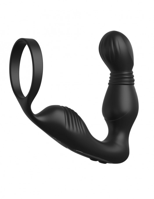 Черный вибростимулятор простаты с эрекционным кольцом Ass-Gasm Pro P-Spot Milker - Pipedream - в Черкесске купить с доставкой