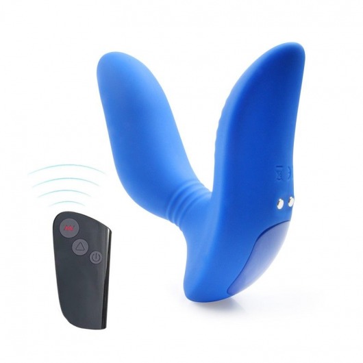 Синий вибромассажер простаты 3,5’’ Remote Control Curve P-spot Massager - 12 см. - Erokay - в Черкесске купить с доставкой