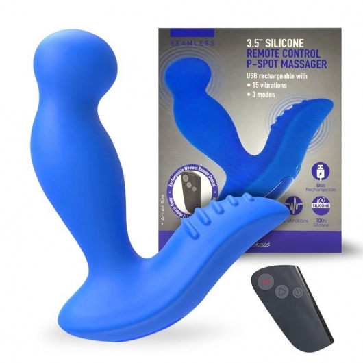 Синий вибромассажер простаты 3,5’’ Remote Control P-spot Massager - 12,5 см. - Erokay - в Черкесске купить с доставкой