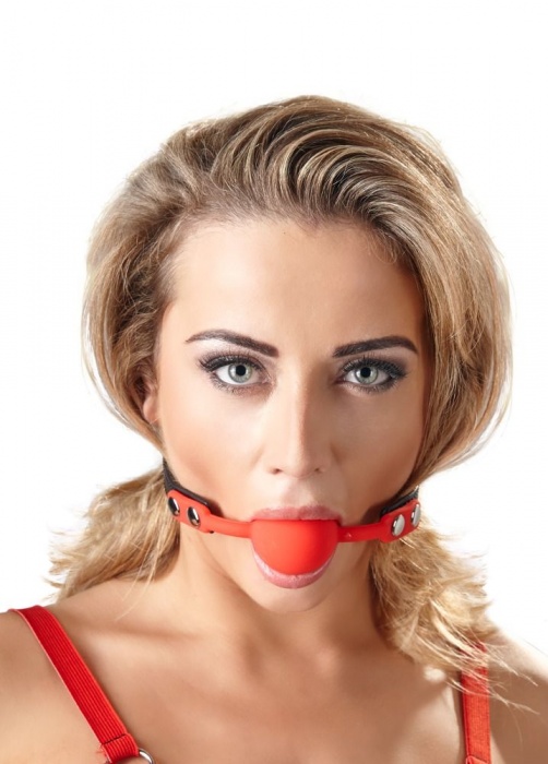 Силиконовый кляп-шар на чёрных ремешках Red Gag silicone - Orion - купить с доставкой в Черкесске