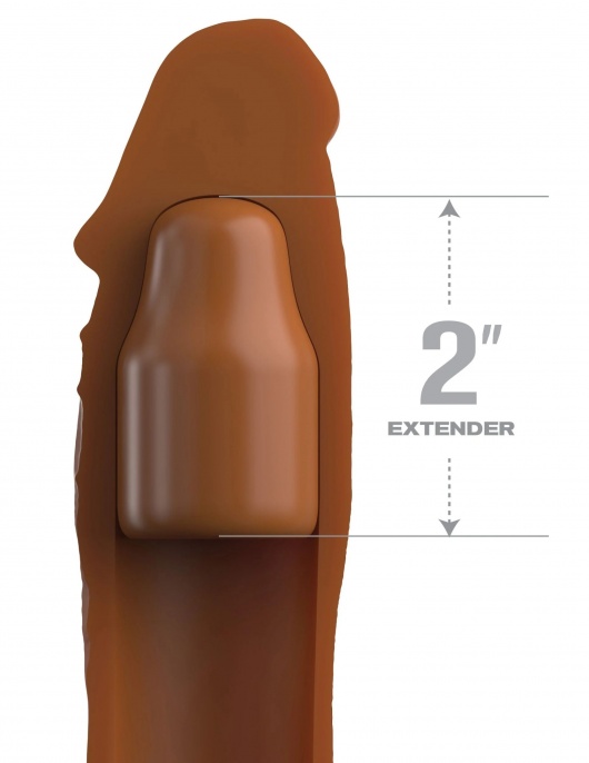 Коричневая насадка на член 2  Silicone X-tension - 20,3 см. - Pipedream - в Черкесске купить с доставкой