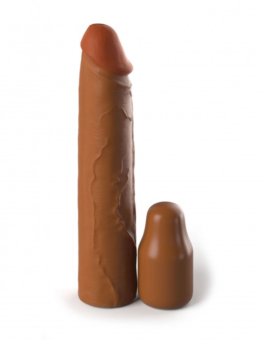 Коричневая насадка на член 2  Silicone X-tension - 20,3 см. - Pipedream - в Черкесске купить с доставкой