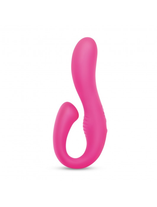 Розовый вибромассажер с клиторальным отростком Harmony Vibe - 16,8 см. - Together Toy