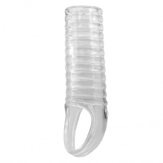 Прозрачная насадка на пенис с ребрышками и подхватом мошонки - Baile - в Черкесске купить с доставкой