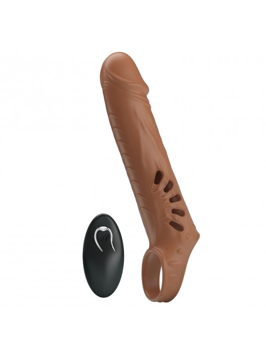 Коричневая вибронасадка с подхватом мошонки и пультом ДУ - Baile - в Черкесске купить с доставкой