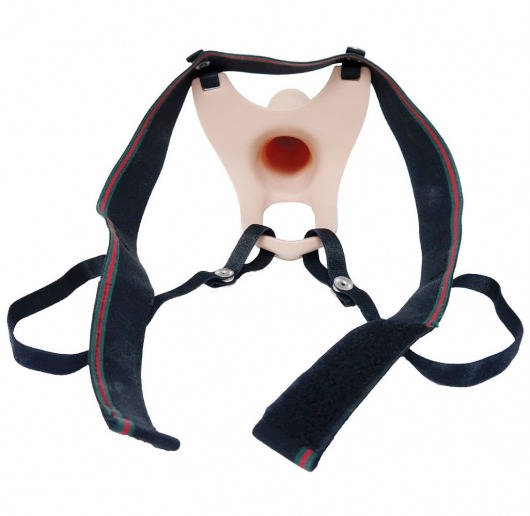 Телесный полый страпон на ремешках - 16,5 см. - Boys of Toys - купить с доставкой в Черкесске