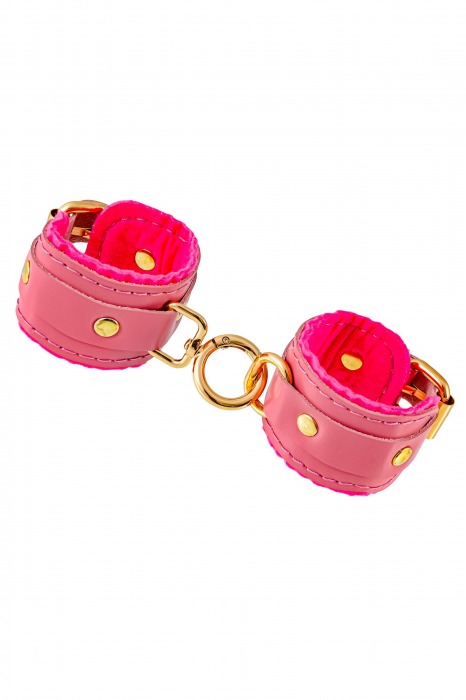 Розовые двуслойные кожаные оковы - Pecado - купить с доставкой в Черкесске