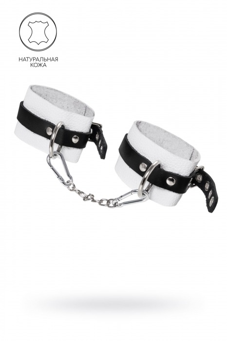 Бело-черные мягкие оковы с одним ремешком и люверсами - Pecado - купить с доставкой в Черкесске
