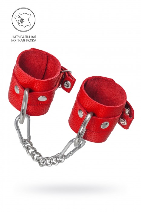 Красные мягкие кожаные наручники с люверсами - Pecado - купить с доставкой в Черкесске