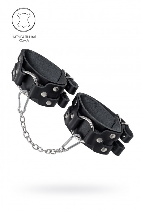 Черные кожаные оковы с двумя ремешками - Pecado - купить с доставкой в Черкесске