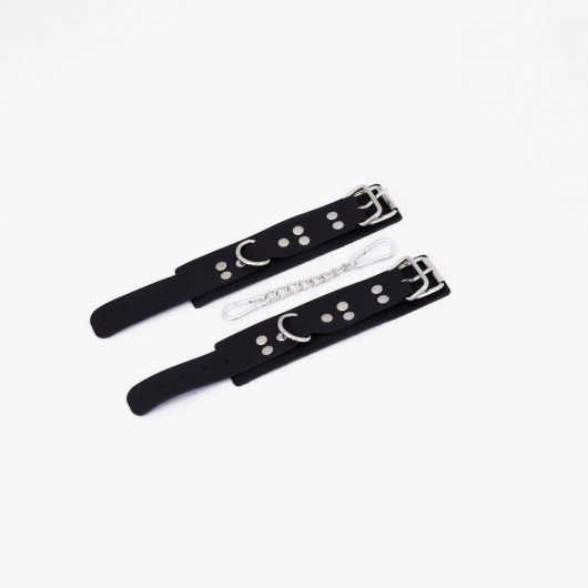 Черные кожаные наручники с регулируемыми ремешками - Crazy Handmade - купить с доставкой в Черкесске